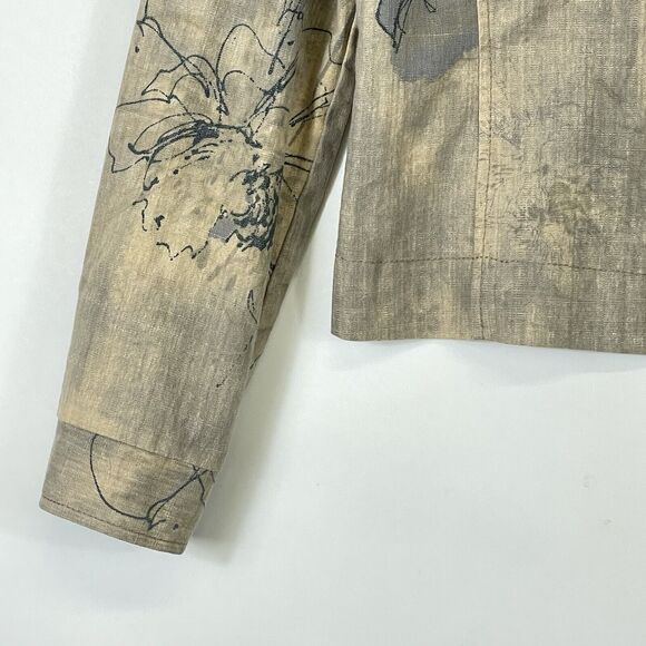 L'Officiel Magazine Tan Blue Washed Look Art To Wear Jacket Womens Medium Large - Picture 3 of 9